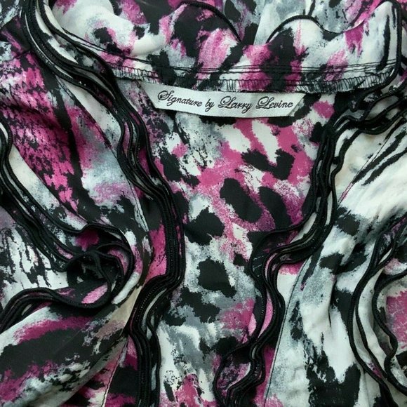 LARRY LEVINE Womens Size Medium Purple Black Zebra Tiger Sleeveless BLOUSE Top - Picture 6 of 6